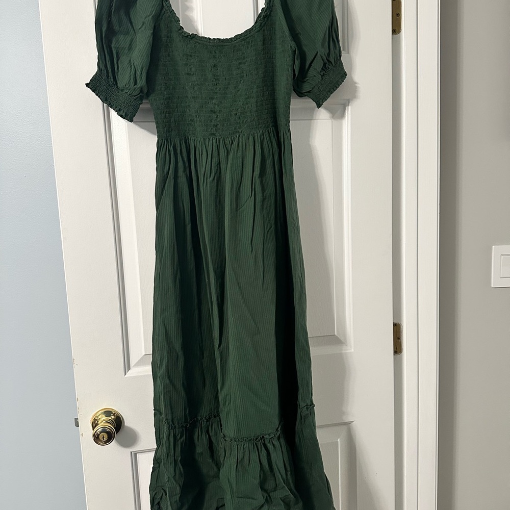 Hill House Forest Green Smocked Nap Dress